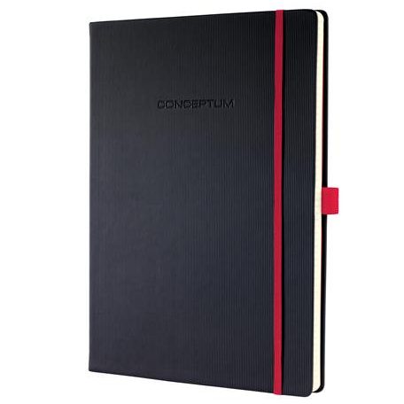 SIGEL Jegyzetfüzet, exkluzív, A4, vonalas, 97 lap, keményfedeles, SIGEL "Conceptum Red Edition", fekete-piros
