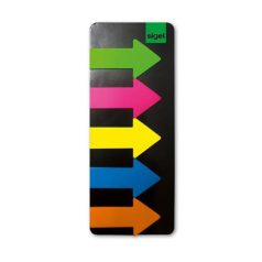   SIGEL Jelölőcímke, műanyag, 5x25 lap, 25x45 mm, SIGEL "Nyilak", vegyes szín