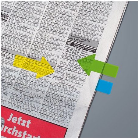 SIGEL Jelölőcímke, műanyag, 5x25 lap, 25x45 mm, SIGEL "Nyilak", vegyes szín