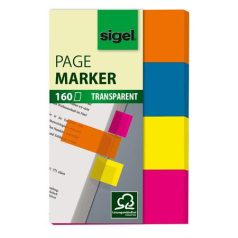   SIGEL Jelölőcímke, műanyag, 4x40 lap, 20x50 mm, SIGEL "614", vegyes szín