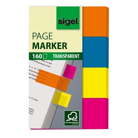 SIGEL Jelölőcímke, műanyag, 4x40 lap, 20x50 mm, SIGEL "614", vegyes szín