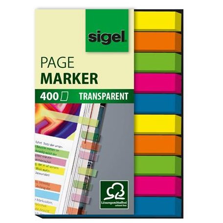 SIGEL Jelölőcímke, műanyag, 10x40 lap, 6x50 mm, SIGEL "Micro", vegyes szín