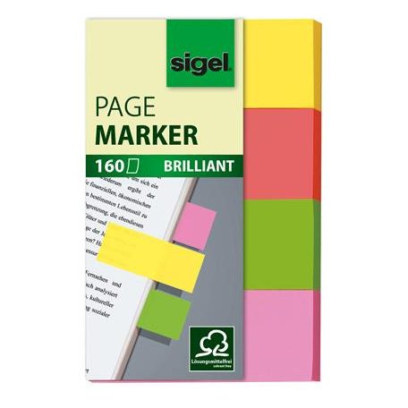 SIGEL Jelölőcímke, papír, 4x40 lap, 20x50 mm, SIGEL "Brilliant", vegyes szín