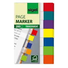   SIGEL Jelölőcímke, műanyag, 7x40 lap, 12x50 mm, SIGEL "Clear Mini", vegyes szín