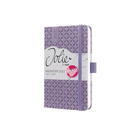SIGEL Naptár, A6, heti, 2027, kemény borító, SIGEL "Jolie",  Lavender Purple