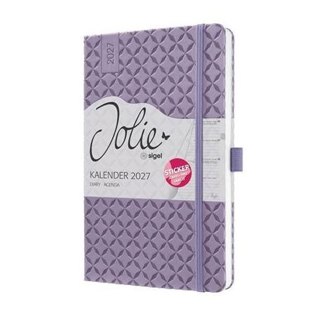 SIGEL Naptár, A5, heti, 2027, kemény borító, SIGEL "Jolie",  Lavender Purple