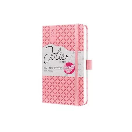 SIGEL Naptár, A6, heti, 2026, kemény borító, SIGEL "Jolie", rózsaszín