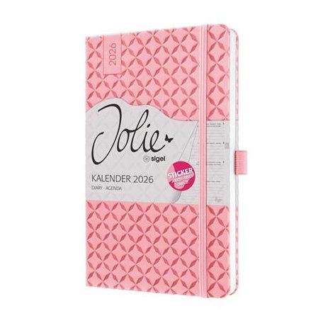 SIGEL Naptár, A5, heti, 2026, kemény borító, SIGEL "Jolie", rózsaszín