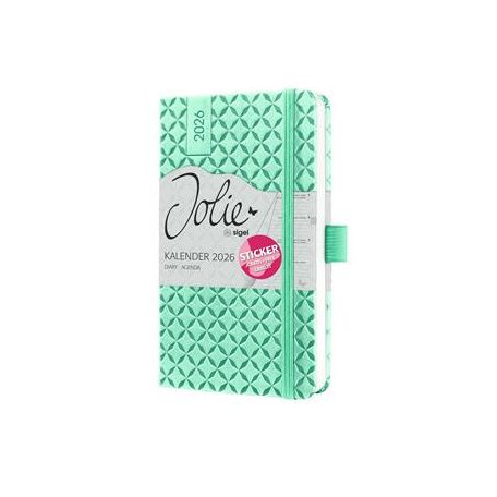 SIGEL Naptár, A5, heti, 2026, kemény borító, SIGEL "Jolie", menta zöld