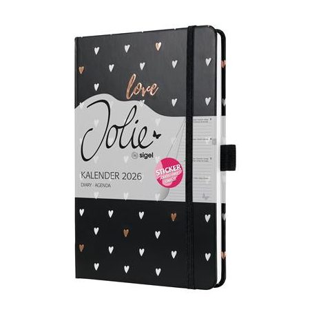 SIGEL Naptár, A5, heti, 2026, kemény borító, SIGEL "Jolie", Dark love