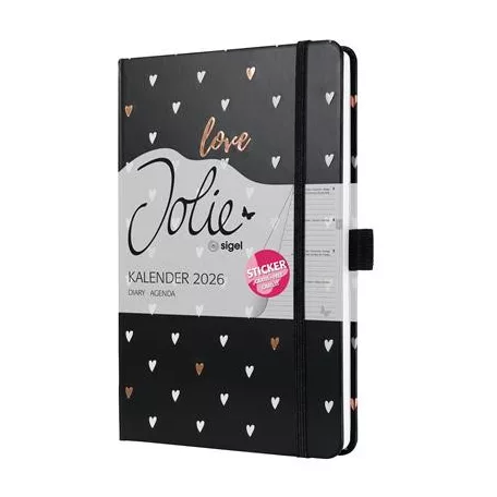 SIGEL Naptár, A5, heti, 2026, kemény borító, SIGEL "Jolie", Dark love