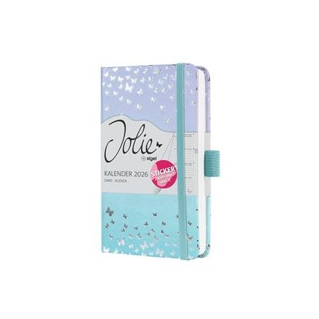 SIGEL Naptár, A6, heti, 2026, kemény borító, SIGEL "Jolie", Butterfly Confetti Sky