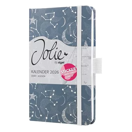 SIGEL Naptár, A6, heti, 2026, kemény borító, SIGEL "Jolie", Cosmic Fantasy Blue