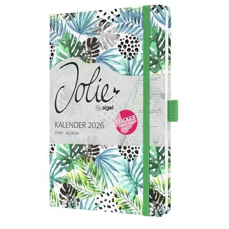SIGEL Naptár, A5, heti, 2026, kemény borító, SIGEL "Jolie", Green Jungle Fever
