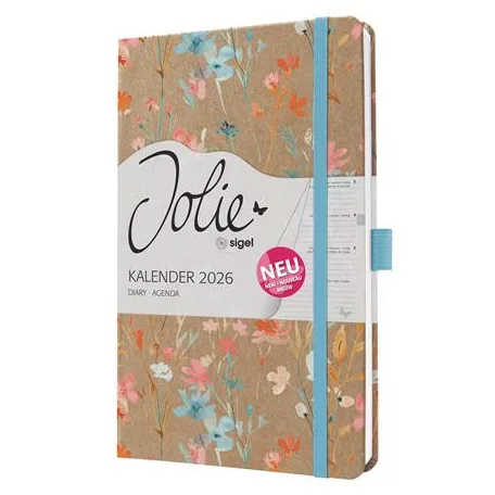 SIGEL Naptár, A5, heti, 2026, kemény borító, SIGEL "Jolie", Green Floral Serenity