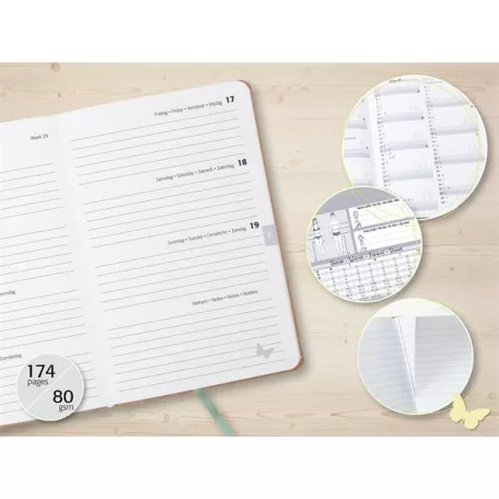 SIGEL Naptár, A5, heti, 2026, kemény borító, SIGEL "Jolie", Green Floral Serenity