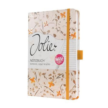 SIGEL Jegyzetfüzet, exkluzív, 135x203 mm, vonalas, 87 lap, keményfedeles, SIGEL "Jolie" Bloom Orange