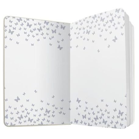 SIGEL Jegyzetfüzet, exkluzív, 135x203 mm, vonalas, 87 lap, keményfedeles, SIGEL "Jolie" Butterfly Confetti, lime