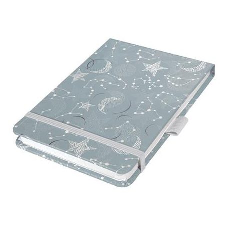 SIGEL Jegyzetfüzet, exkluzív, 110x79 mm, pontrácsos, 79 lap, keményfedeles, SIGEL "Jolie" Cosmic Fantasy Grey