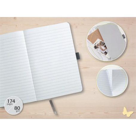 SIGEL Jegyzetfüzet, exkluzív, A5, vonalas, 87 lap, keményfedeles, SIGEL "Jolie", bézs