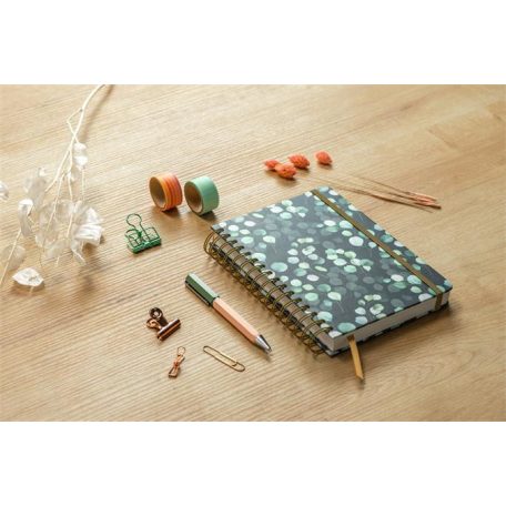 SIGEL Spirálfüzet, 168x215 mm, pontrácsos, 120 lap, keményfedeles, SIGEL "Jolie Eucalyptus Night"