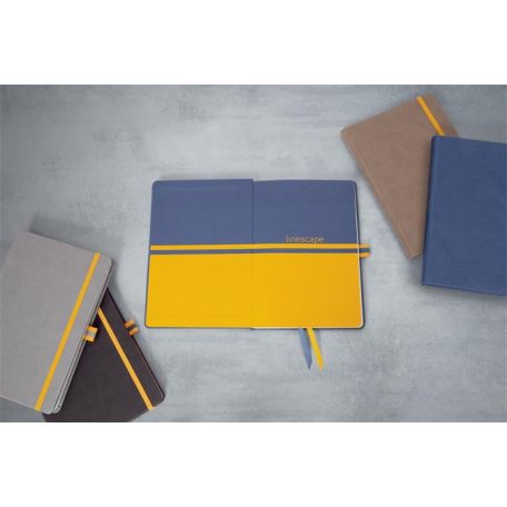 SIGEL Jegyzetfüzet, exkluzív, A5, vonalas, 88 lap, keményfedeles, SIGEL "Linescape", kék-sárga