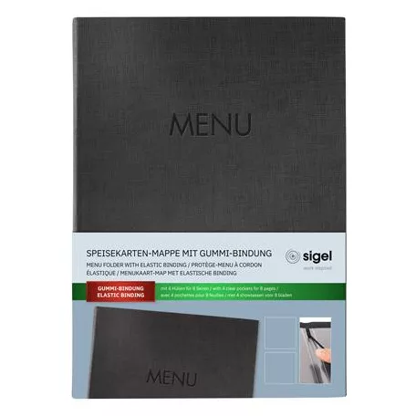 SIGEL Étlaptartó, A4, keményfedeles, SIGEL „MENU”, antracit