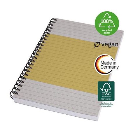 SIGEL Spirálfüzet, A5, vonalas, 80 lap, puhafedeles, SIGEL "Quicknote", sárga-szürke