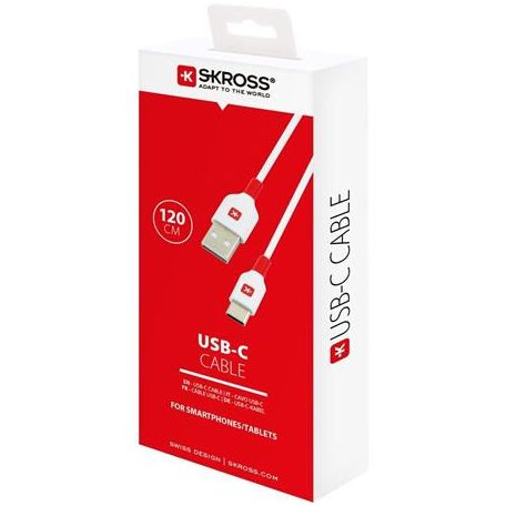 SKROSS USB kábel, USB-A - USB-C, 1,2m, SKROSS, fehér