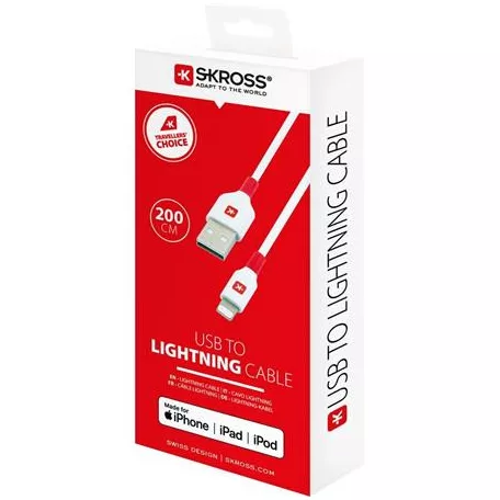 SKROSS USB kábel, USB-A - Lightning (Apple), 2m, SKROSS, fehér