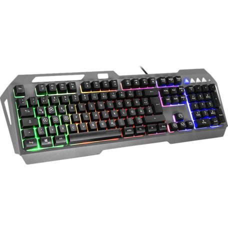 SPEEDLINK Billentyűzet, vezetékes, gaming, fém, USB, HUN, SPEEDLINK "LUNERA RGB Rainbow", fekete