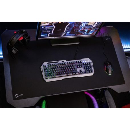 SPEEDLINK Billentyűzet, vezetékes, gaming, fém, USB, HUN, SPEEDLINK "LUNERA RGB Rainbow", fekete