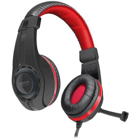 SPEEDLINK Fejhallgató, mikrofonnal, vezetékes, gaming, 3,5 mm jack, SPEEDLINK "Legatos", fekete-piros