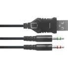 SPEEDLINK Fejhallgató, mikrofonnal, vezetékes, gaming, 2x3.5 mm jack + USB-A, SPEEDLINK "Voltor LED", fekete