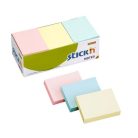 STICK N Öntapadó jegyzettömb, 38x51 mm, 12x100 lap, STICK N, pasztell színek