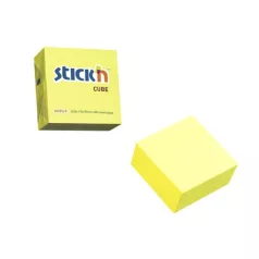   STICK N Öntapadó kockatömb, 76x76mm, 400 lap, STICK N, neonsárga