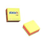 STICK N Öntapadó kockatömb, 76x76mm, 400 lap, STICK N, neon szivárvány
