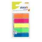STICK N Jelölőcímke, műanyag, 5x25 lap, 45x12 mm, STICK N, neon színek