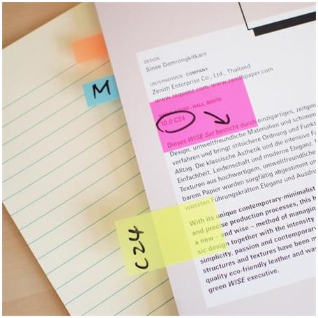 STICK N Jelölőcímke, műanyag, 5x25 lap, 45x12 mm, STICK N, neon színek