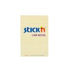 STICK N Öntapadó jegyzettömb, vonalas, 152x101 mm, 100 lap, STICK N, pasztellsárga