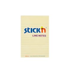   STICK N Öntapadó jegyzettömb, vonalas, 152x101 mm, 100 lap, STICK N, pasztellsárga