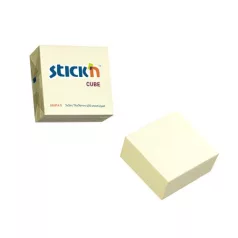   STICK N Öntapadó kockatömb, 76x76mm, 400 lap, STICK N, pasztellsárga