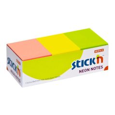   STICK N Öntapadó jegyzettömb, 38x51 mm, 12x100 lap, STICK N, neon színek