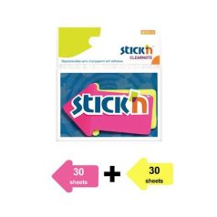   STICK N Jelölőcímke, nyíl, műanyag, 2x30lap, 76x50mm, STICK N, neon színek