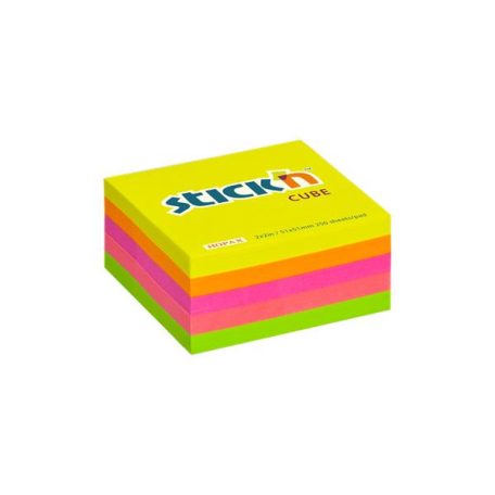 STICK N Öntapadó jegyzettömb, 51x51 mm, 250 lap, STICK N, neon színek