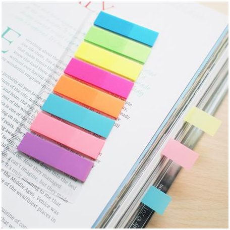 STICK N Jelölőcímke, műanyag, 8x25 lap, 45x12 mm, STICK N, neon színek