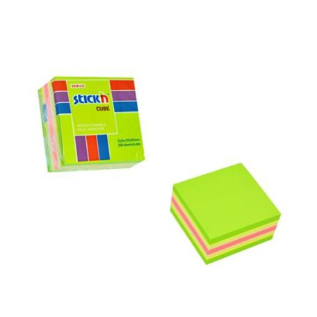 STICK N Öntapadó jegyzettömb, 51x51 mm, 250 lap, STICK N, neon zöld