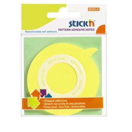 STICK N Öntapadó jegyzettömb, buborék alakú, 70x70 mm, 50 lap, STICK N, sárga