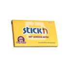 STICK N Öntapadó jegyzettömb, 76x127 mm, 100 lap, STICK N „360°, sárga