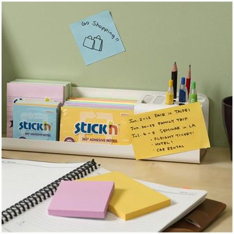 STICK N Öntapadó jegyzettömb, 76x127 mm, 100 lap, STICK N „360°, zöld